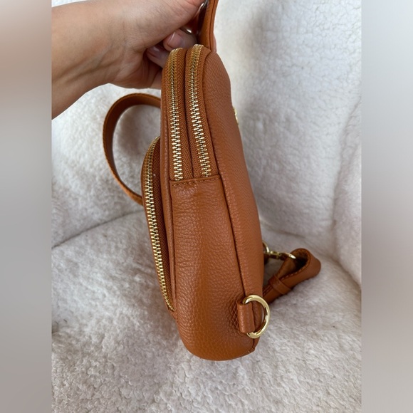 Small Sling Bag Fanny Packs Crossbody Bags Leather Brown - Picture 8 of 14